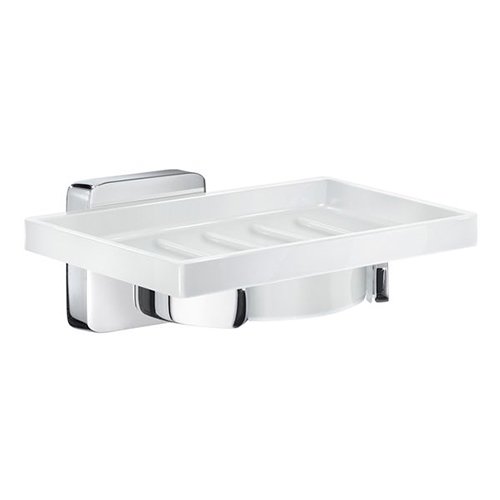 Ice Holder With Porcelain Soap Dish in Polished Chrome