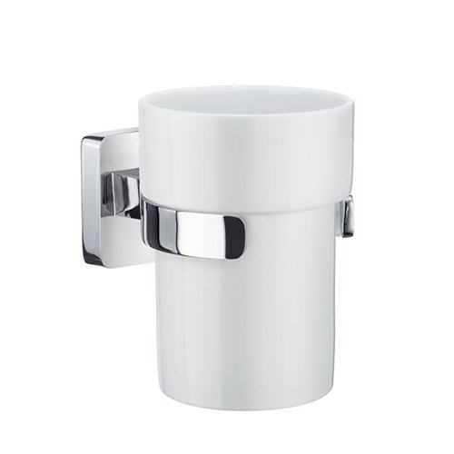 Ice Holder With Porcelain Tumbler in Polished Chrome