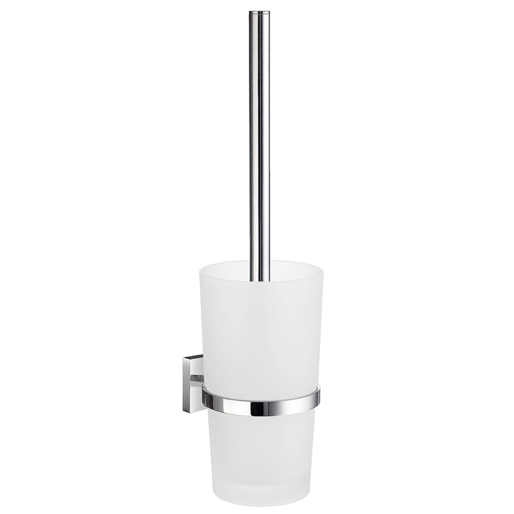 Frosted Glass Toilet Brush Wall Mounted Polished Chrome