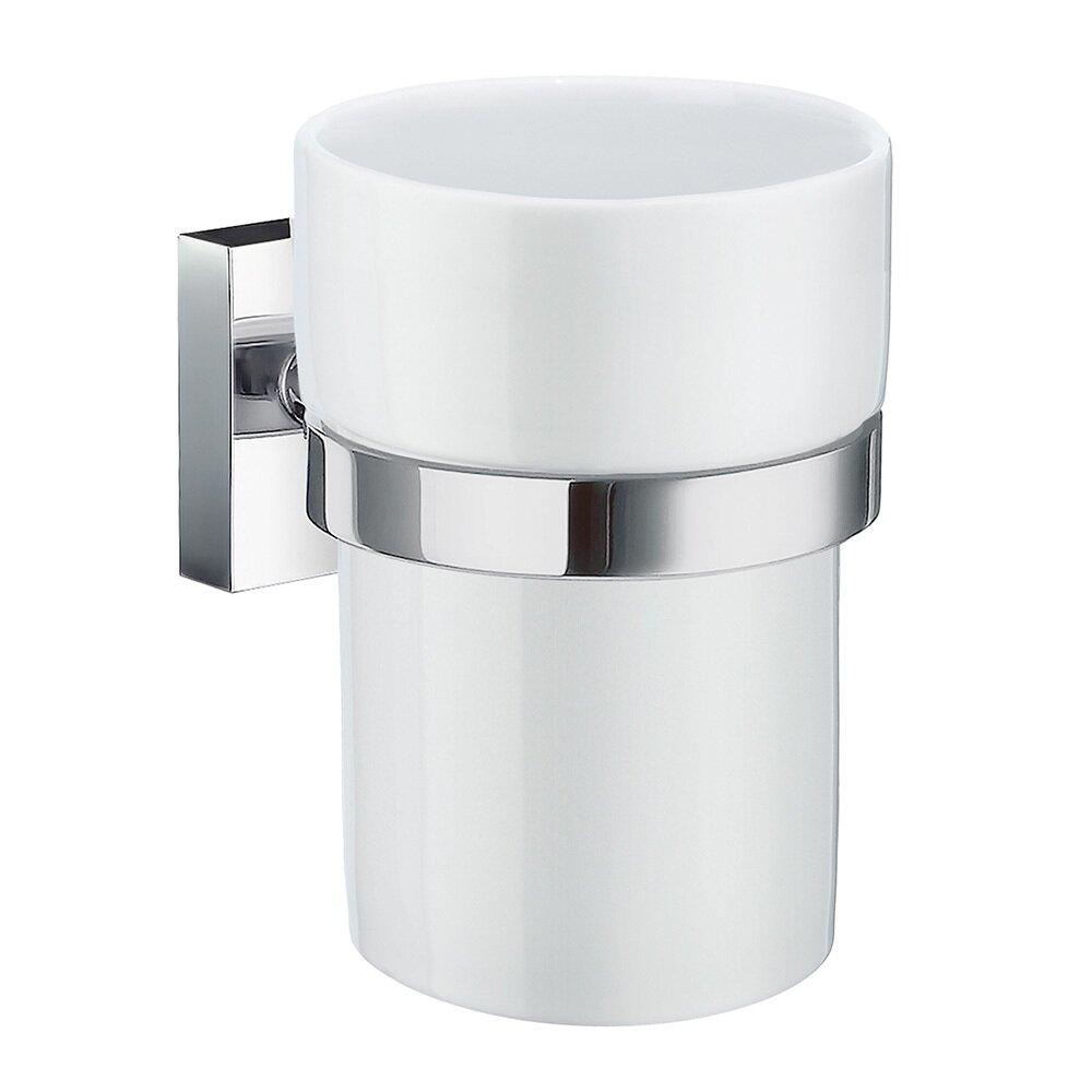 Holder with Frosted Glass Tumbler Polished Chrome