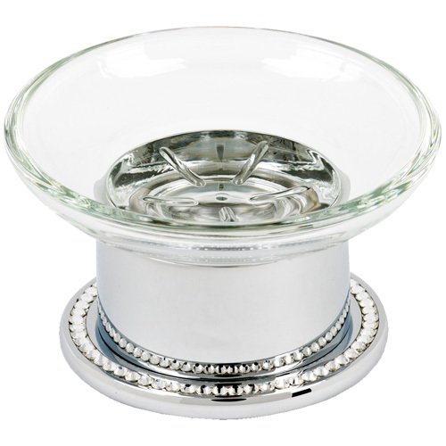 Solid Brass Free Standing Soap Dish in Polished Chrome with Swarovski Crystals