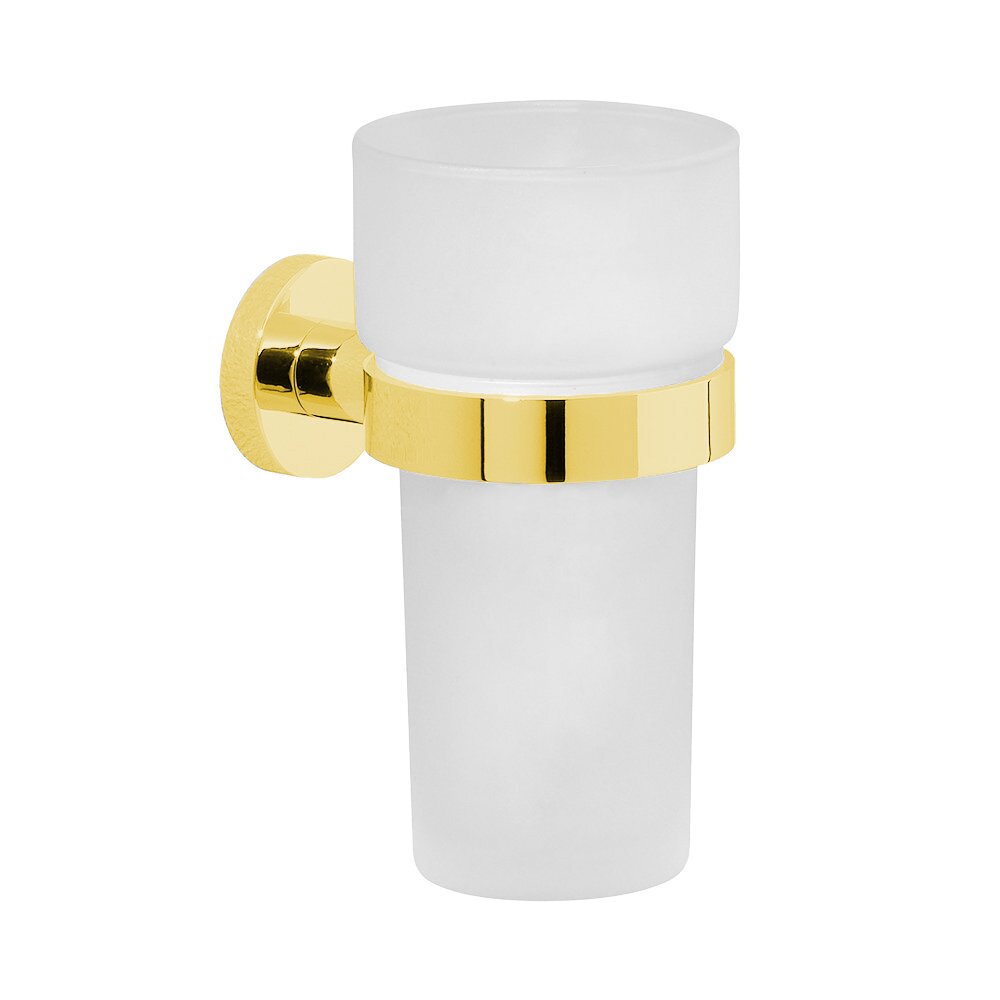 Frosted Tumbler Holder in Unlacquered Brass