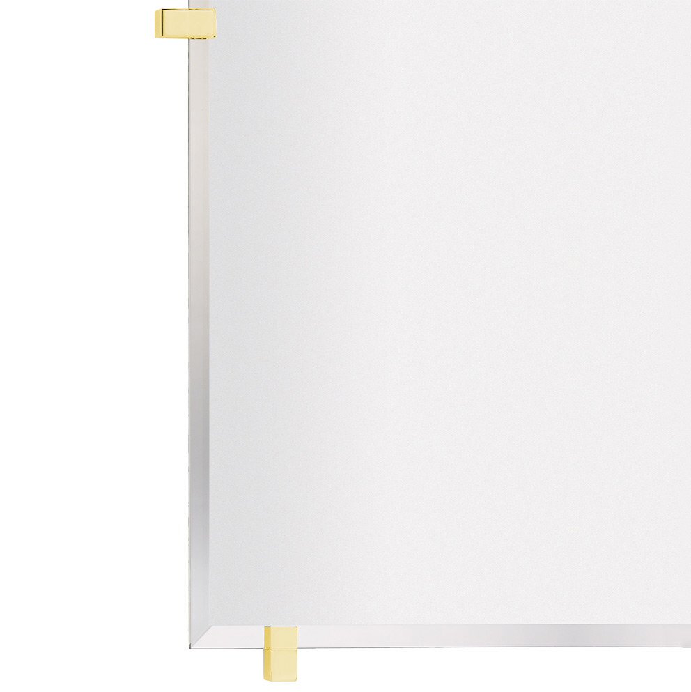 Rectangular Mirror with Fixing Caps 20-1/2"x15-1/2" in Unlacquered Brass