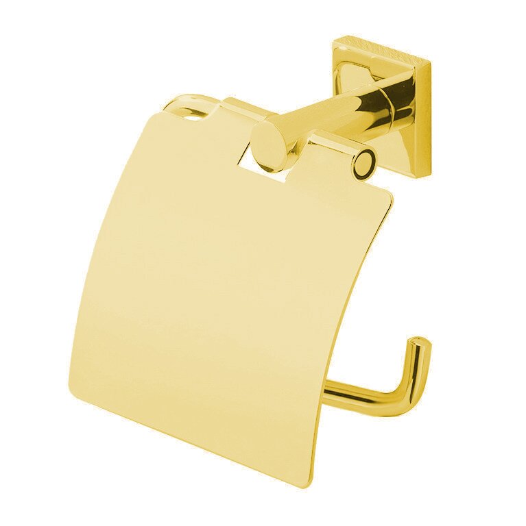 Toilet Roll Holder with Lid in Unlacquered Brass