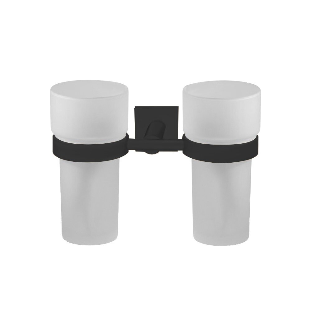 Frosted Double Tumbler Holder in Matte Black