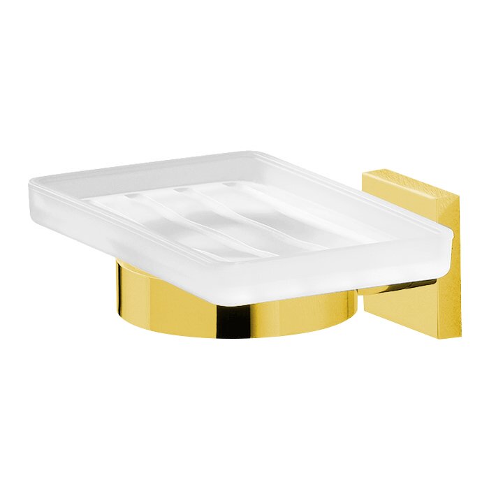 Frosted Soap Dish in Unlacquered Brass