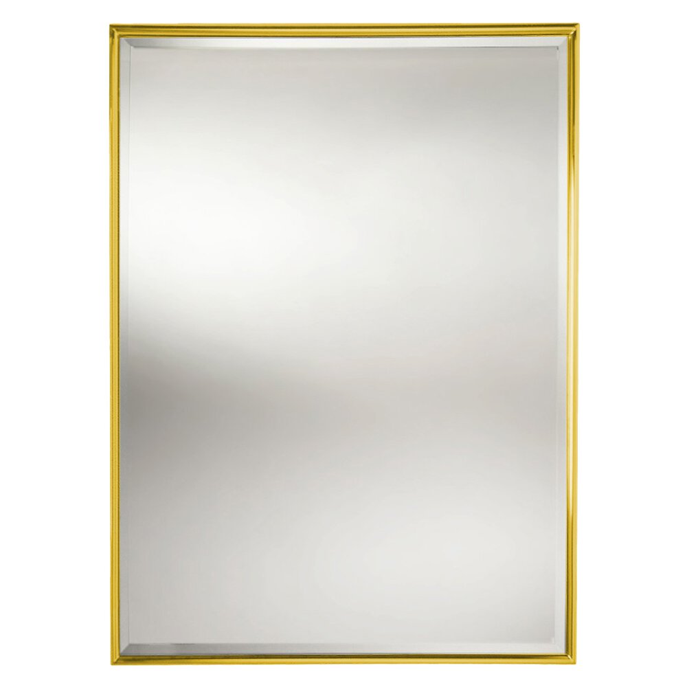 Rectangular Framed Mirror with Bevel in Unlacquered Brass