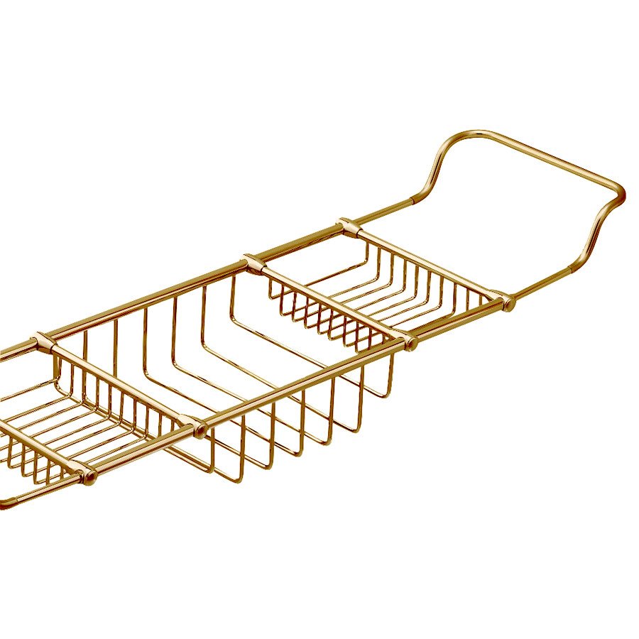 Adjustible Bathtub Rack in Unlacquered Brass