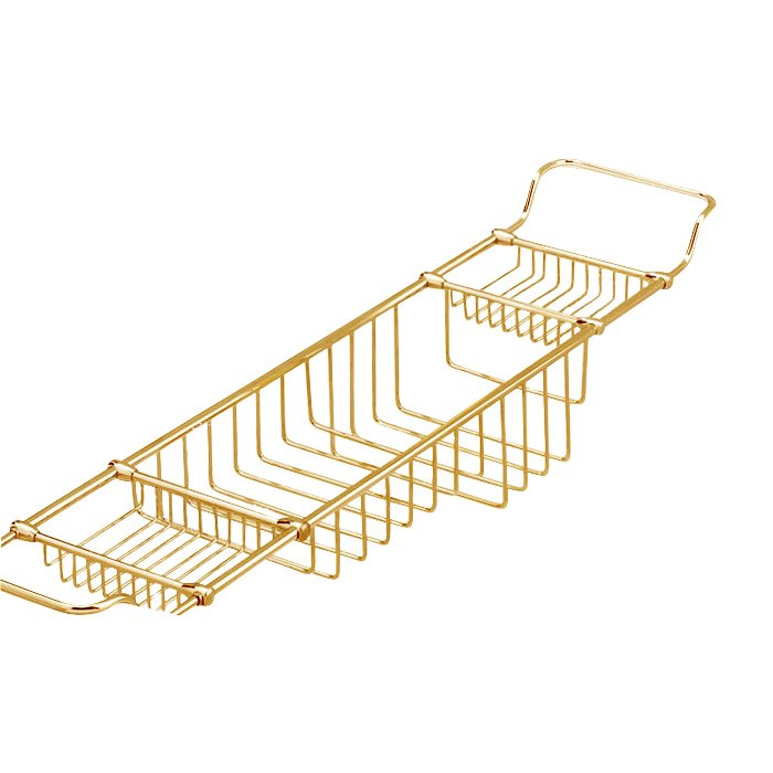 Large Adjustable Bathtub Rack in Unlacquered Brass