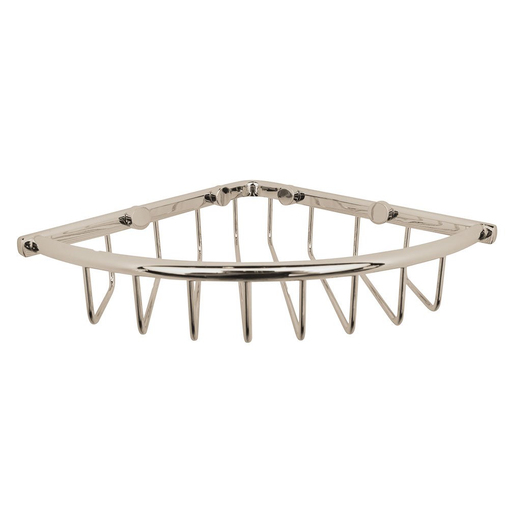 Small Corner Wire Soap Basket in Polished Nickel