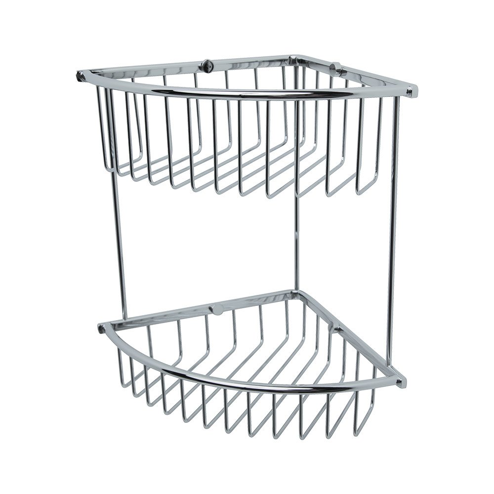 Medium Double Corner Wire Soap Basket in Chrome