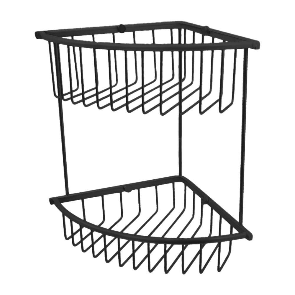 Medium Double Corner Wire Soap Basket in Matte Black