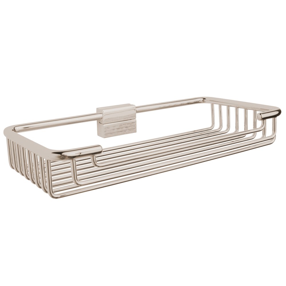 Small Detachable Corner Wire Soap Basket with Round Rungs in Polished Nickel