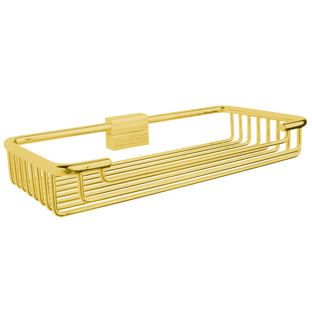 Medium Detachable Soap and Sponge Basket with Round Rungs in Unlacquered Brass