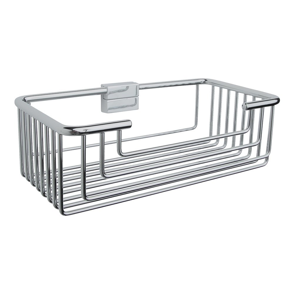 Large Detachable Soap and Sponge Basket with Round Rungs in Chrome