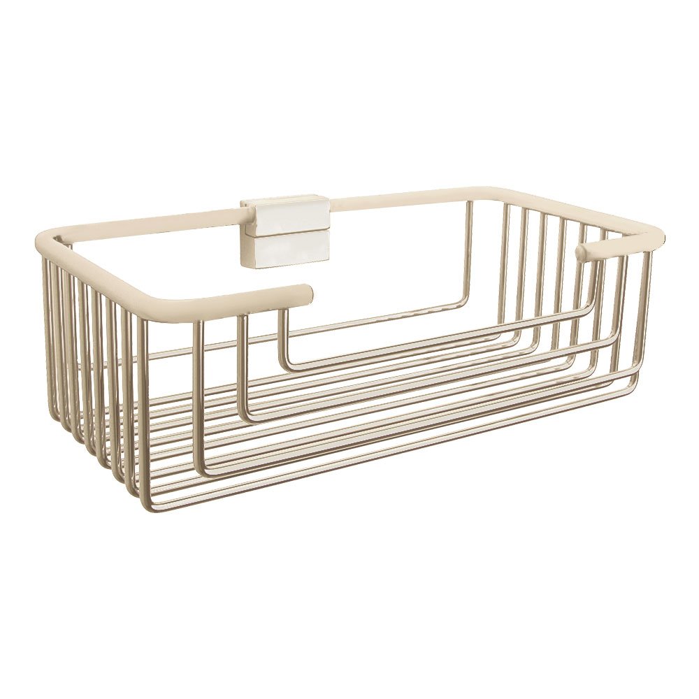 Large Detachable Soap and Sponge Basket with Round Rungs in Satin Nickel