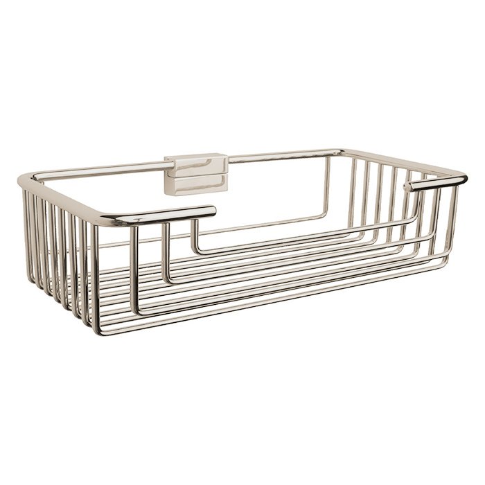 Large Deep Detachable Soap and Sponge Basket with Round Rungs in Polished Nickel