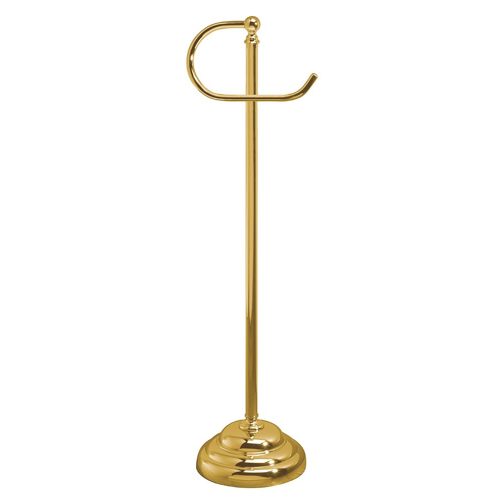 Traditional Freestanding Toilet Paper Holder in Polished Brass