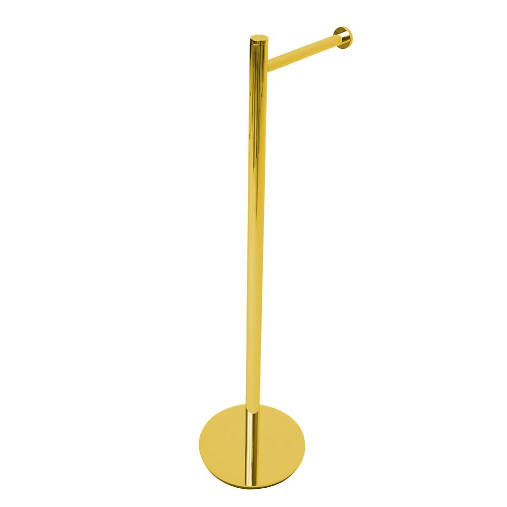 Contempoary Freestanding Toilet Paper Holder in Unlacquered Brass