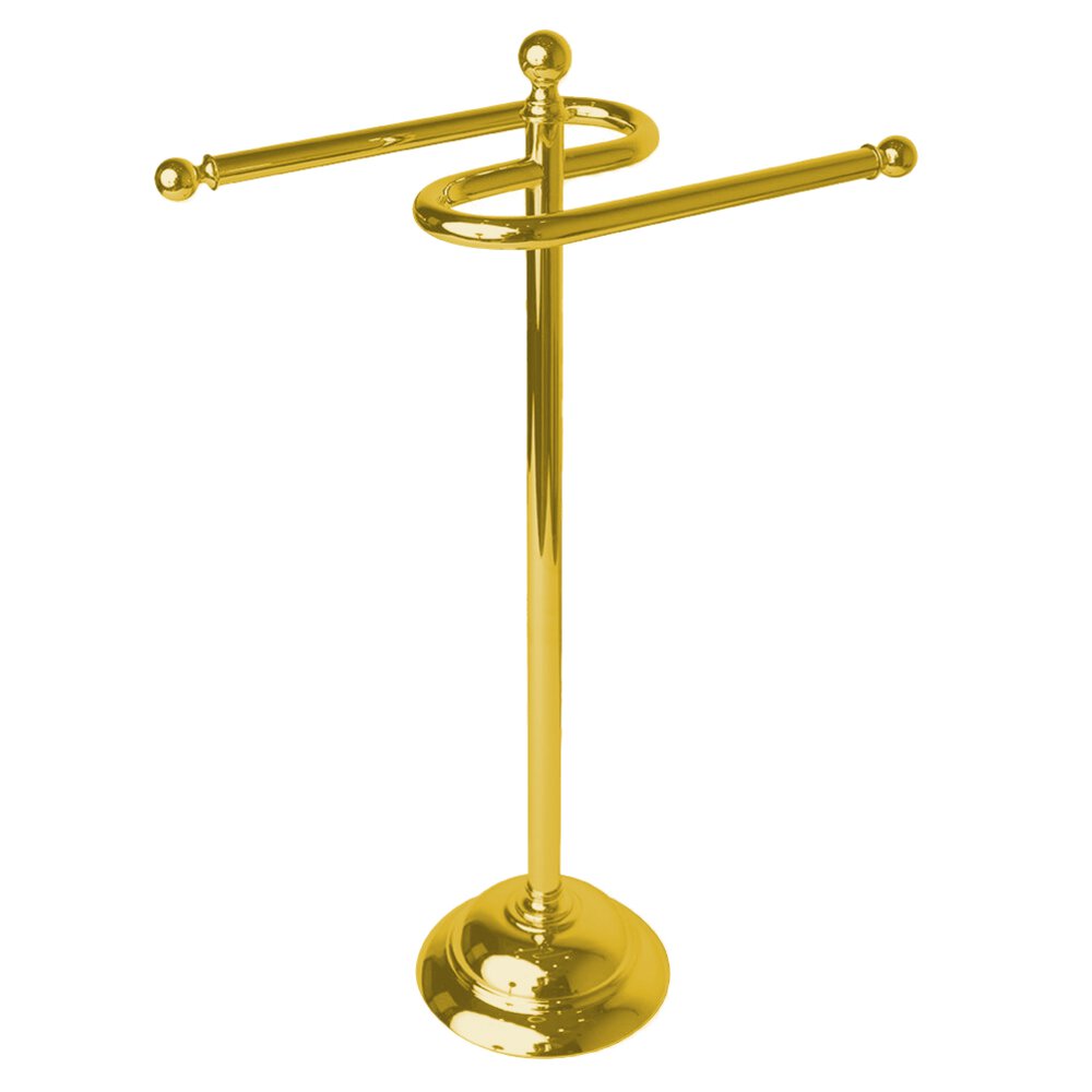 Freestanding Double Guest Towel Bar in Unlacquered Brass