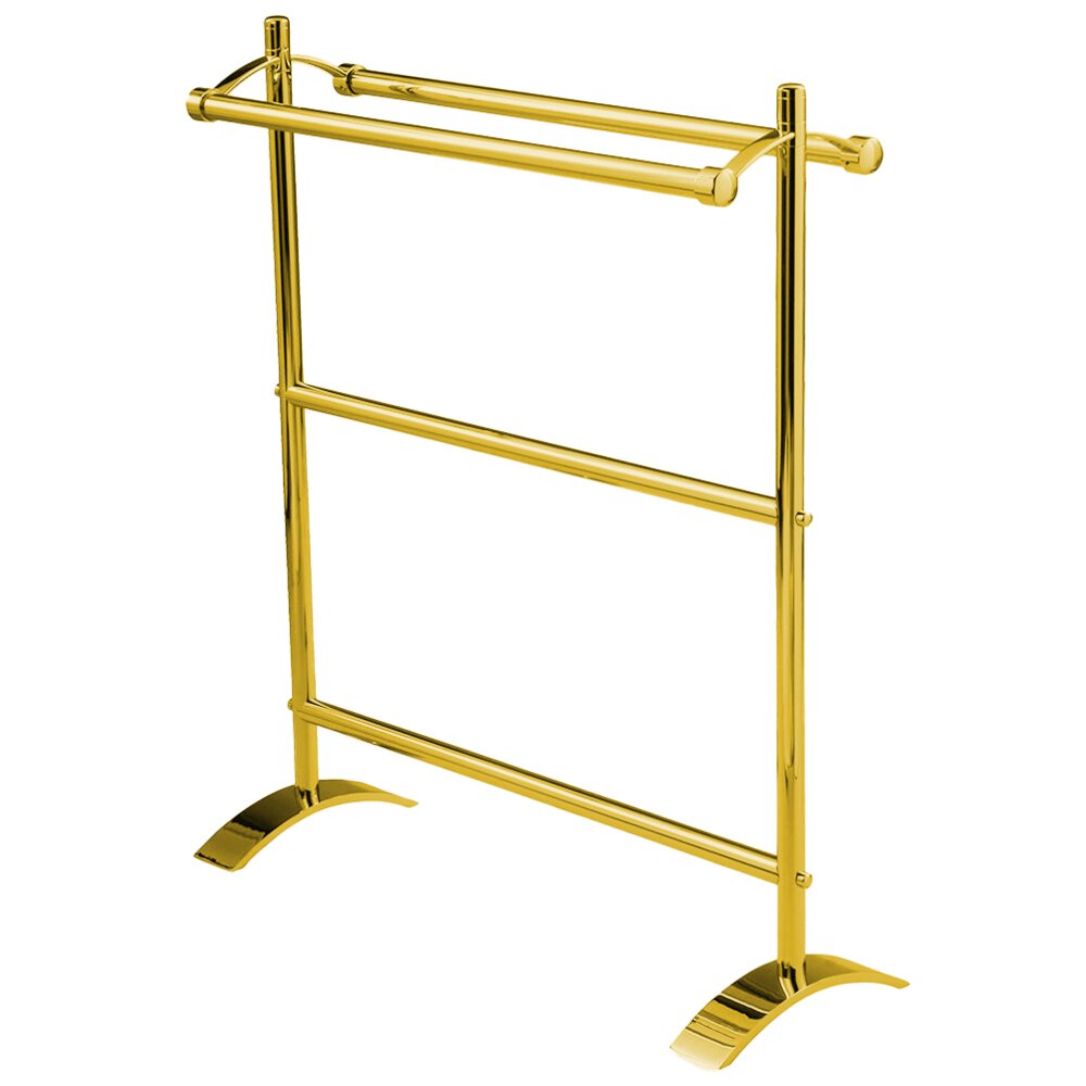 Small Freestanding Double Towel Holder in Unlacquered Brass