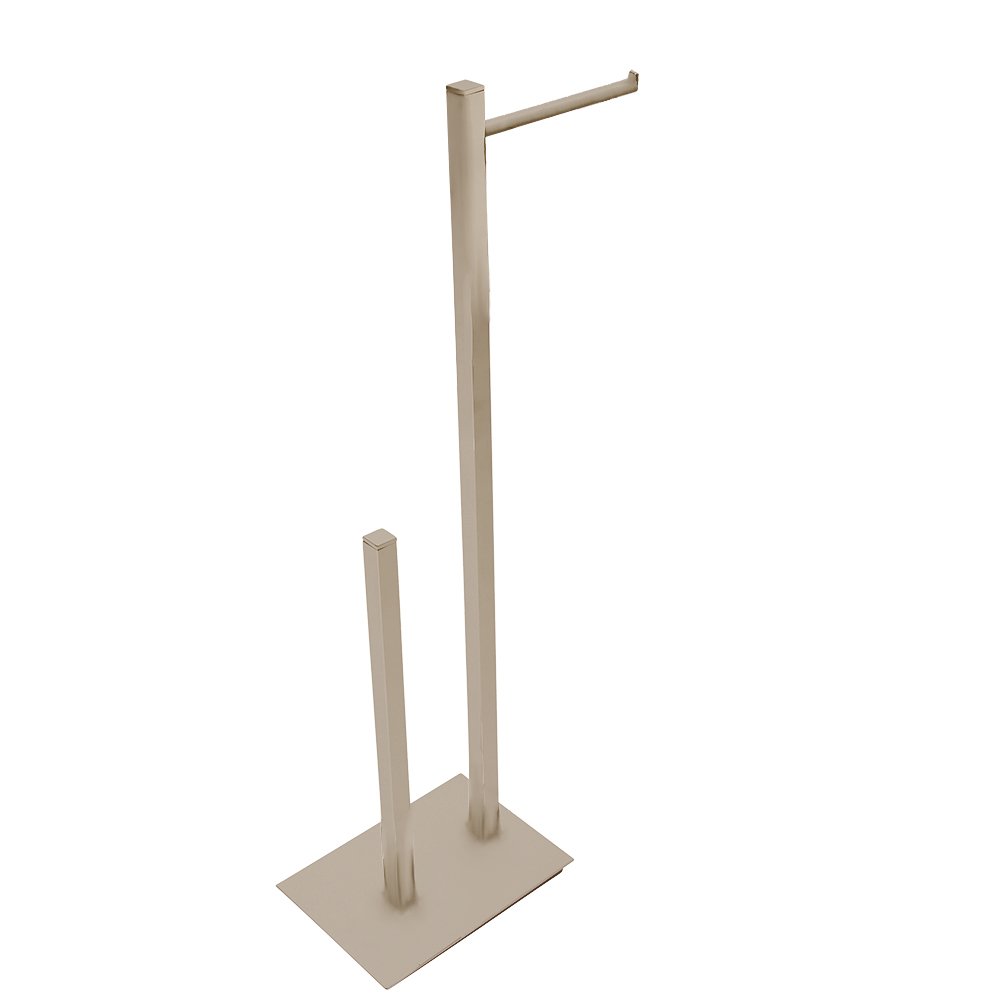 Freestanding Rectangular Base Toilet Paper Holder with Spare in Satin Nickel