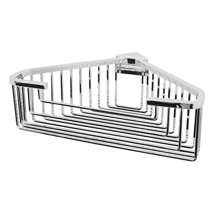 Large Deep Detachable Corner Basket with Square Rungss in Chrome
