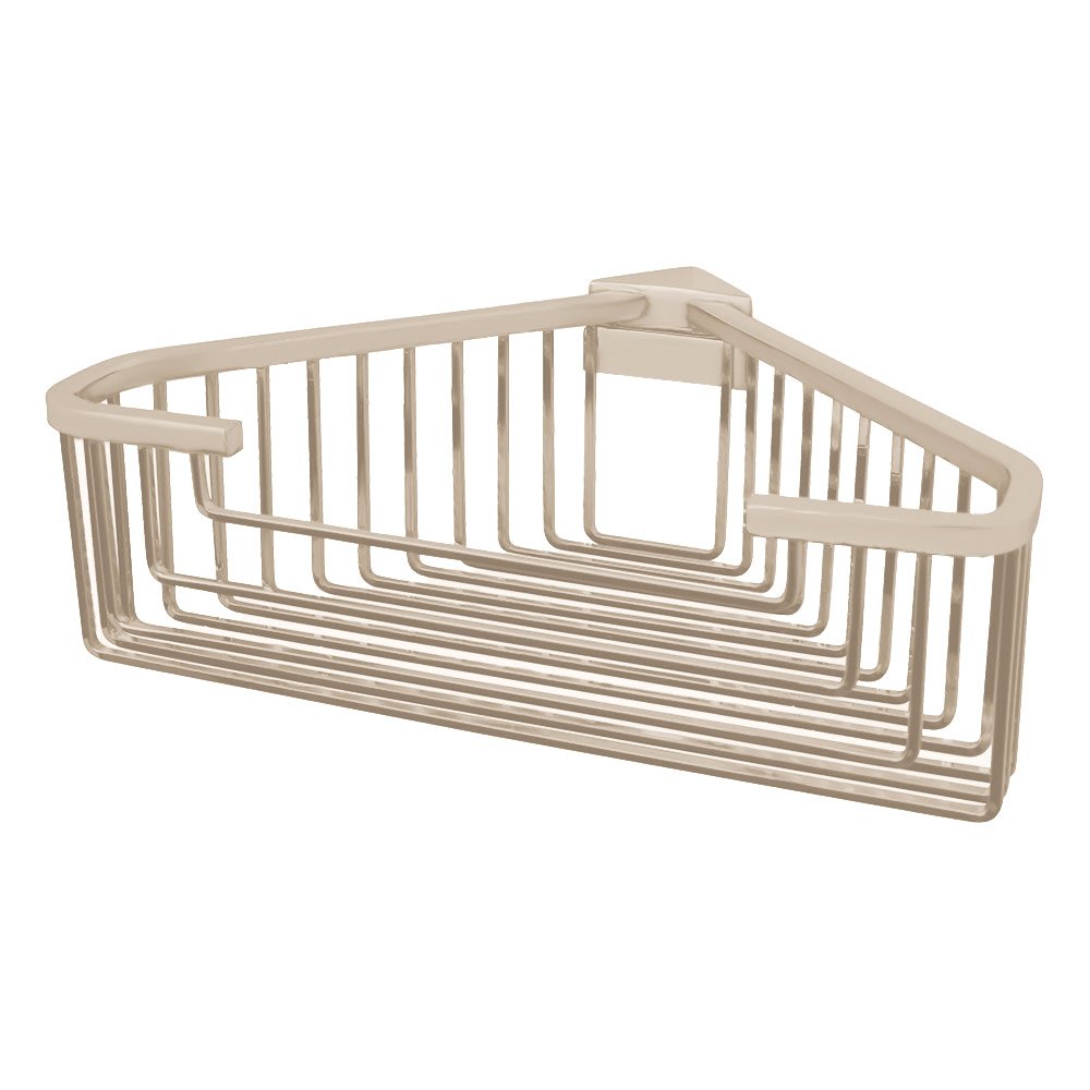 Large Deep Detachable Corner Basket with Square Rungs in Satin Nickel