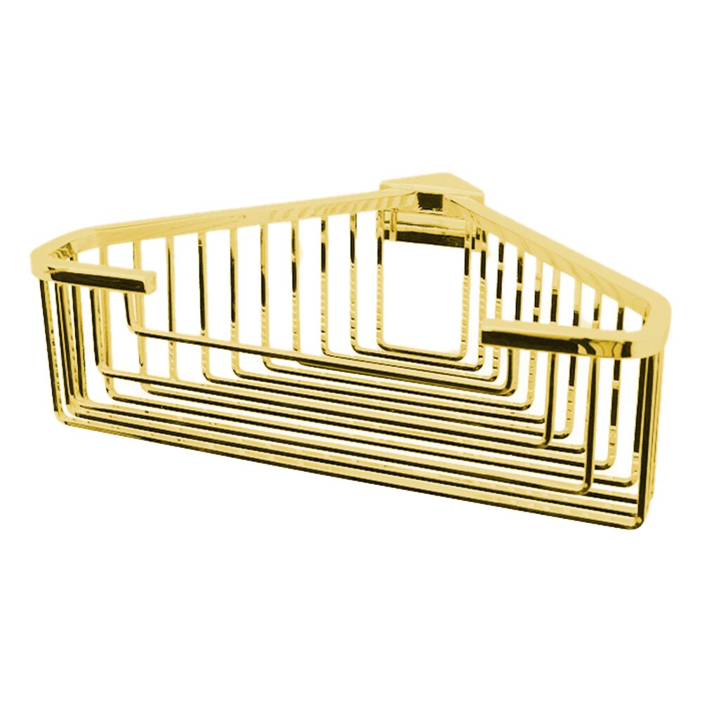 Large Deep Detachable Corner Basket with Square Rungs in Unlacquered Brass