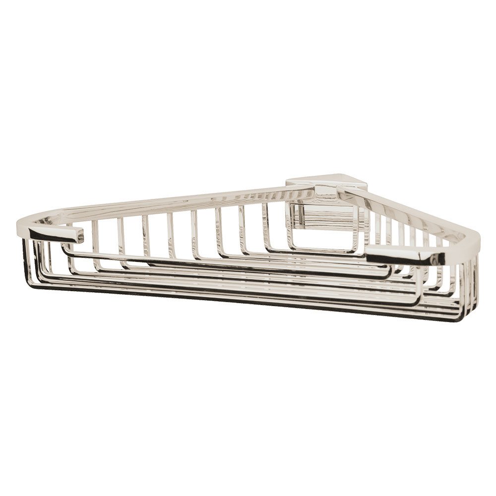 Medium Detachable Corner Basket with Square Rungs in Polished Nickel