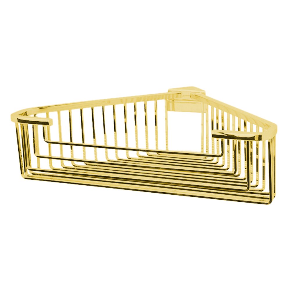 Large Detachable Corner Basket with Square Rungs in Unlacquered Brass