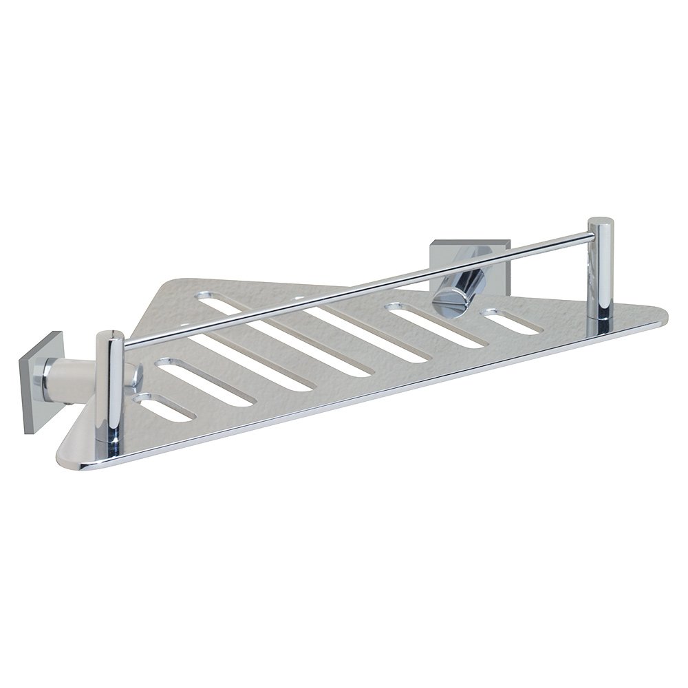 Triangular Shower Shelf with Square Backplates in Chrome