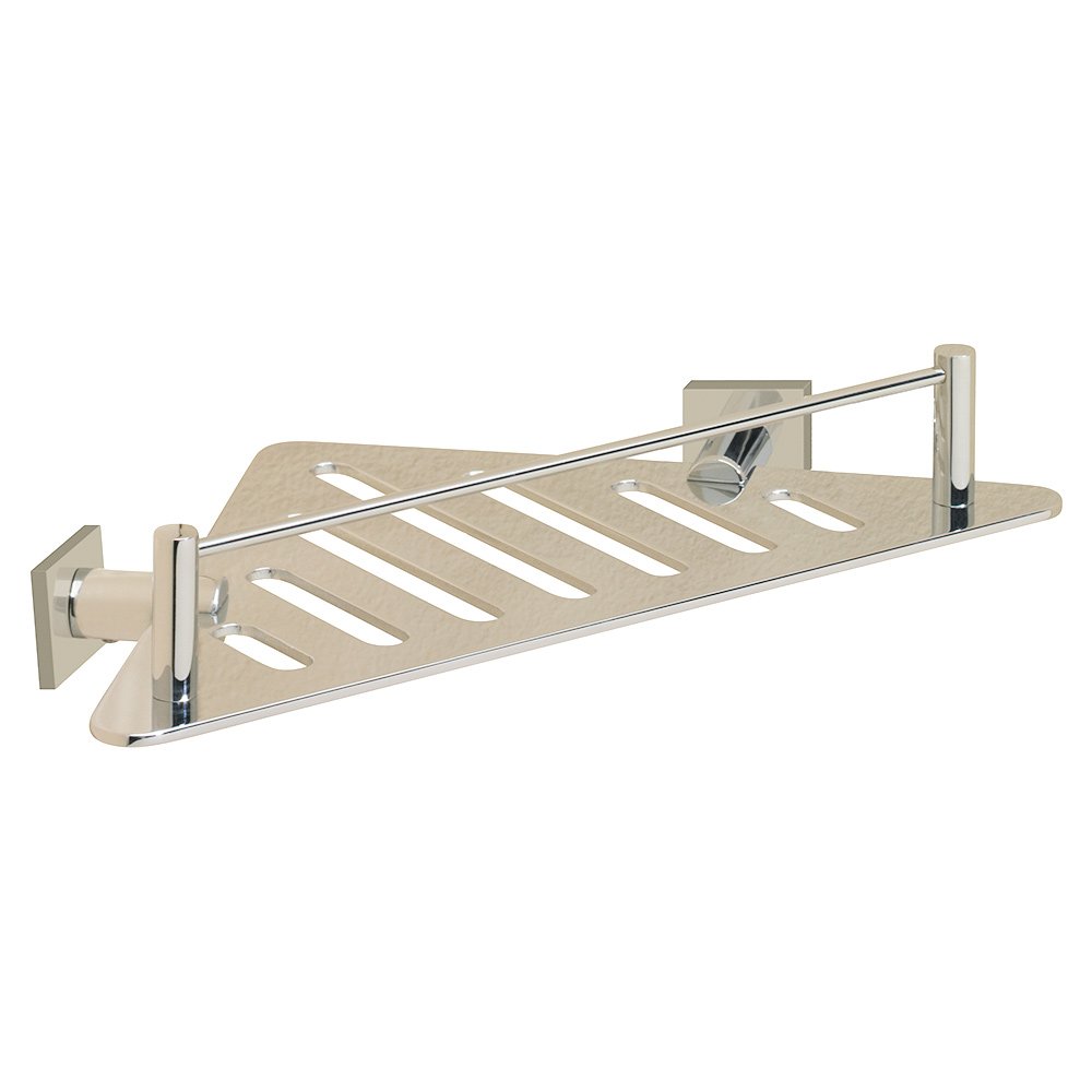 Triangular Shower Shelf with Square Backplates in Polished Nickel