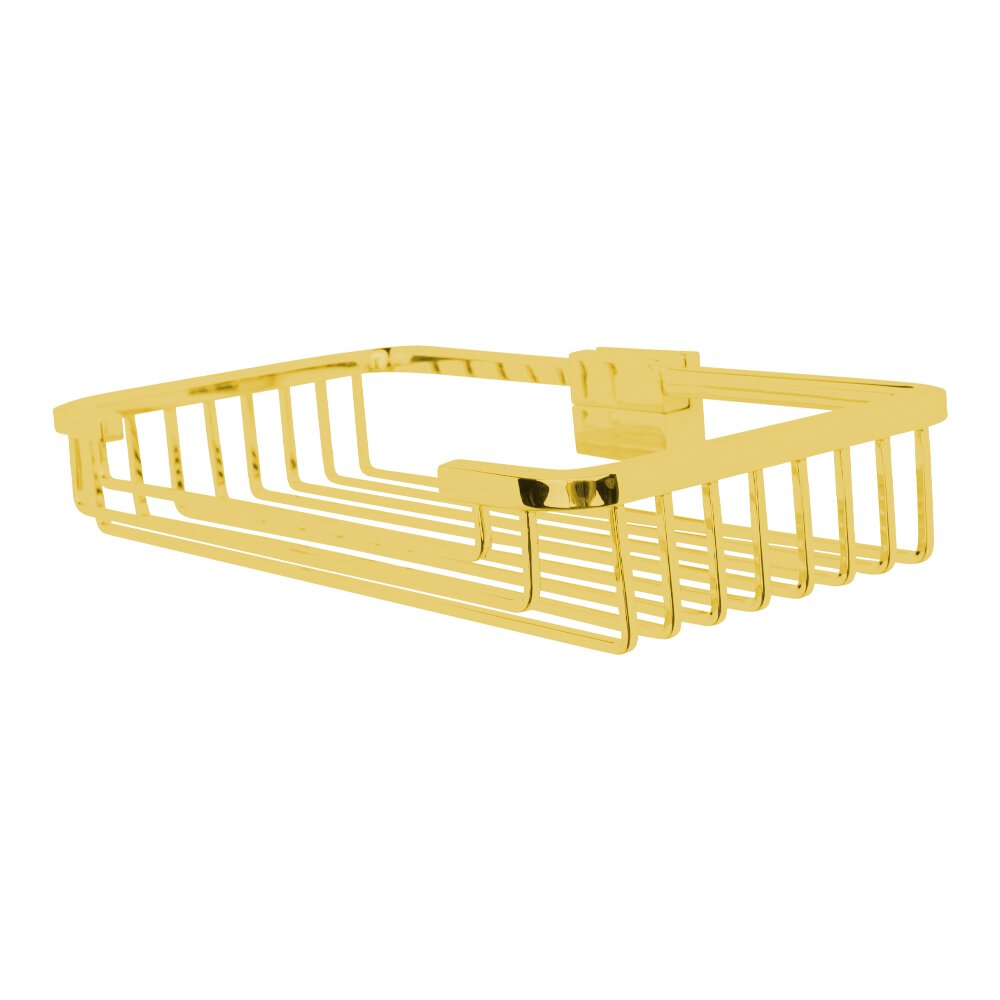 Small Detachable Soap and Sponge Basket with Square Rungs in Unlacquered Brass