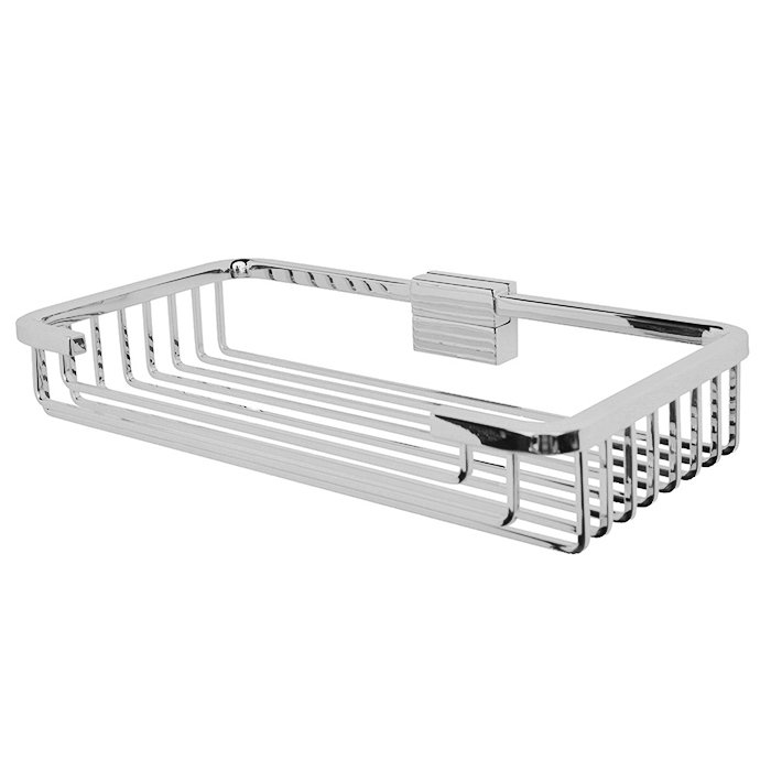 Medium Detachable Soap and Sponge Basket with Square Rungs in Chrome