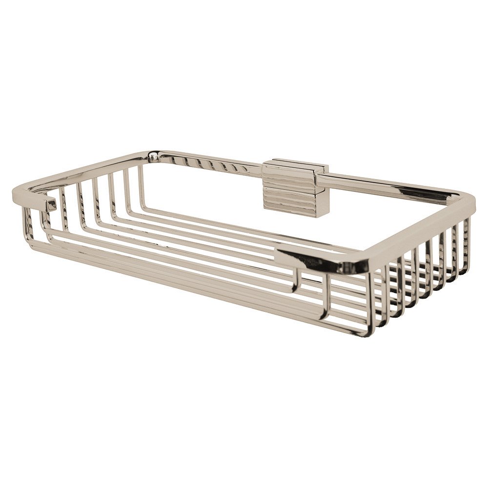 Medium Detachable Soap and Sponge Basket with Square Rungs in Polished Nickel