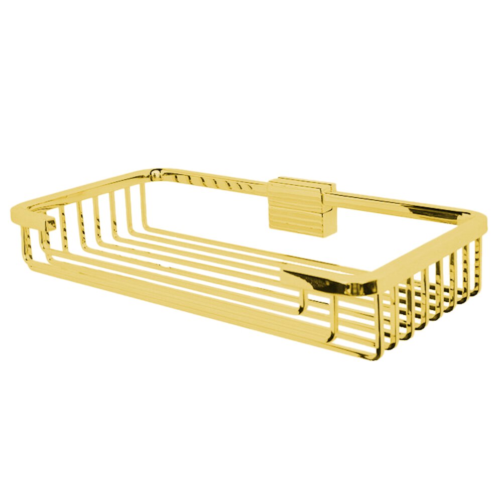 Medium Detachable Soap and Sponge Basket with Square Rungs in Unlacquered Brass