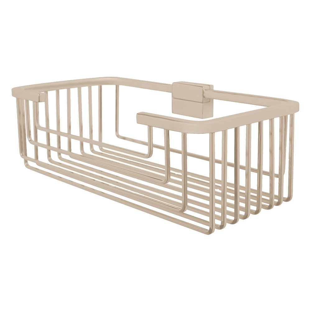 Large Deep Soap and Sponge Basket with Square Rungs in Satin Nickel