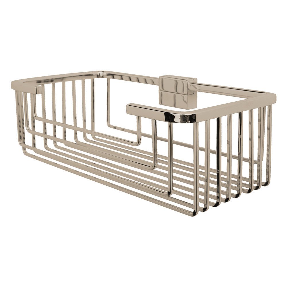Large Deep Soap and Sponge Basket with Square Rungs in Polished Nickel