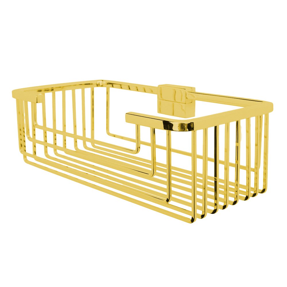 Large Deep Soap and Sponge Basket with Square Rungs in Unlacquered Brass