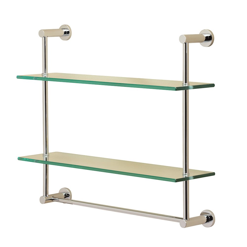 Two Tier Shelf with Towel Bar in Polished Nickel