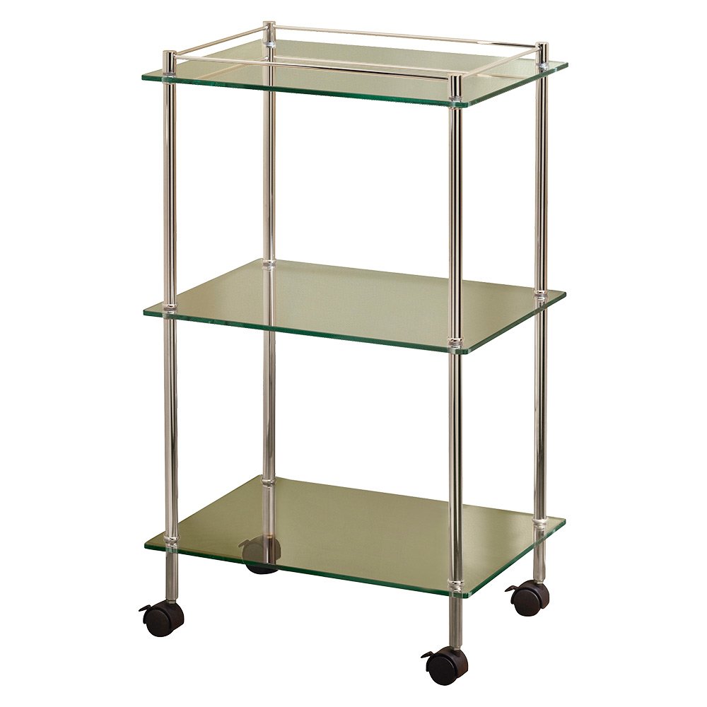 Three Tier Cart with Wheels in Polished Nickel
