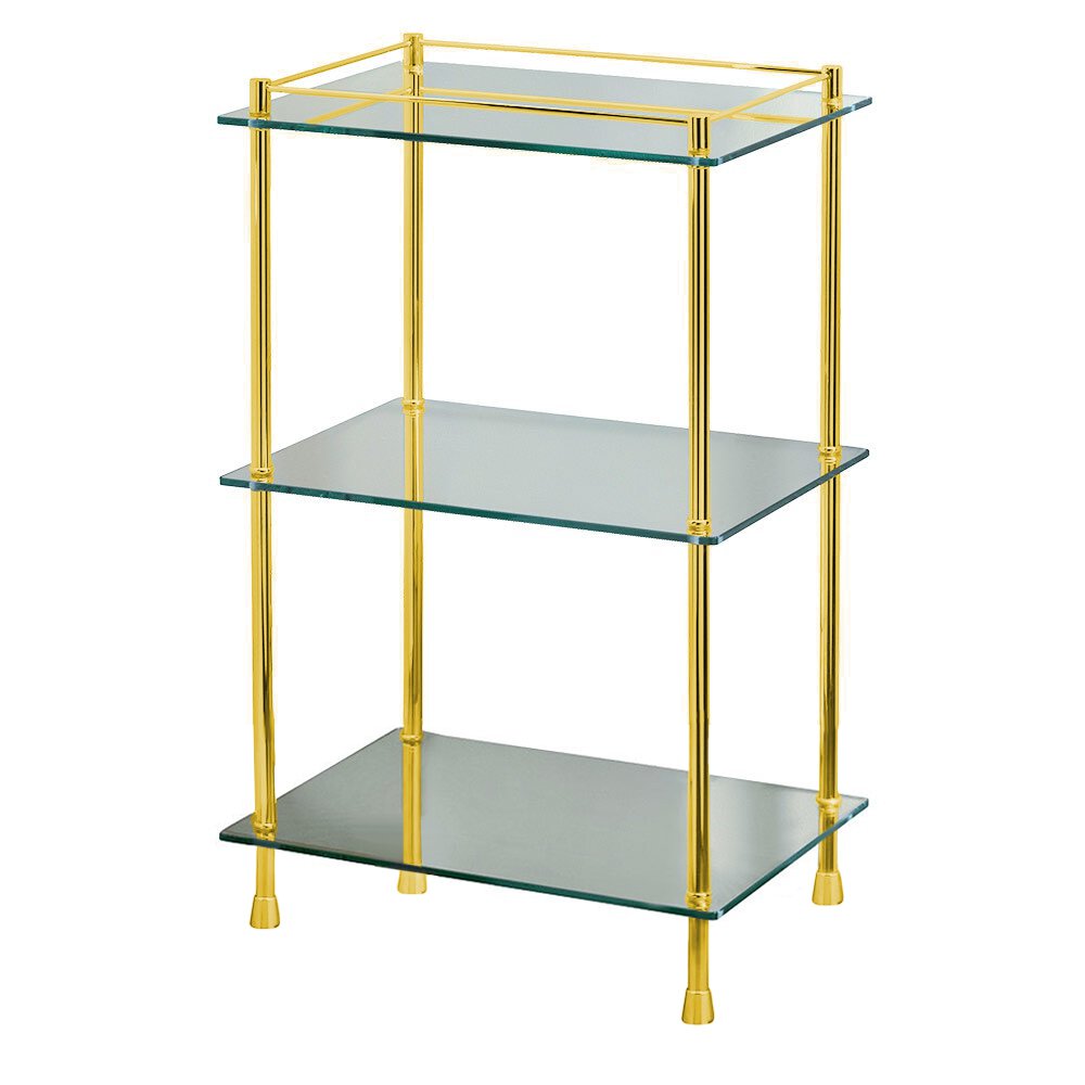 Freestanding Shelf Unit with Feet in Unlacquered Brass