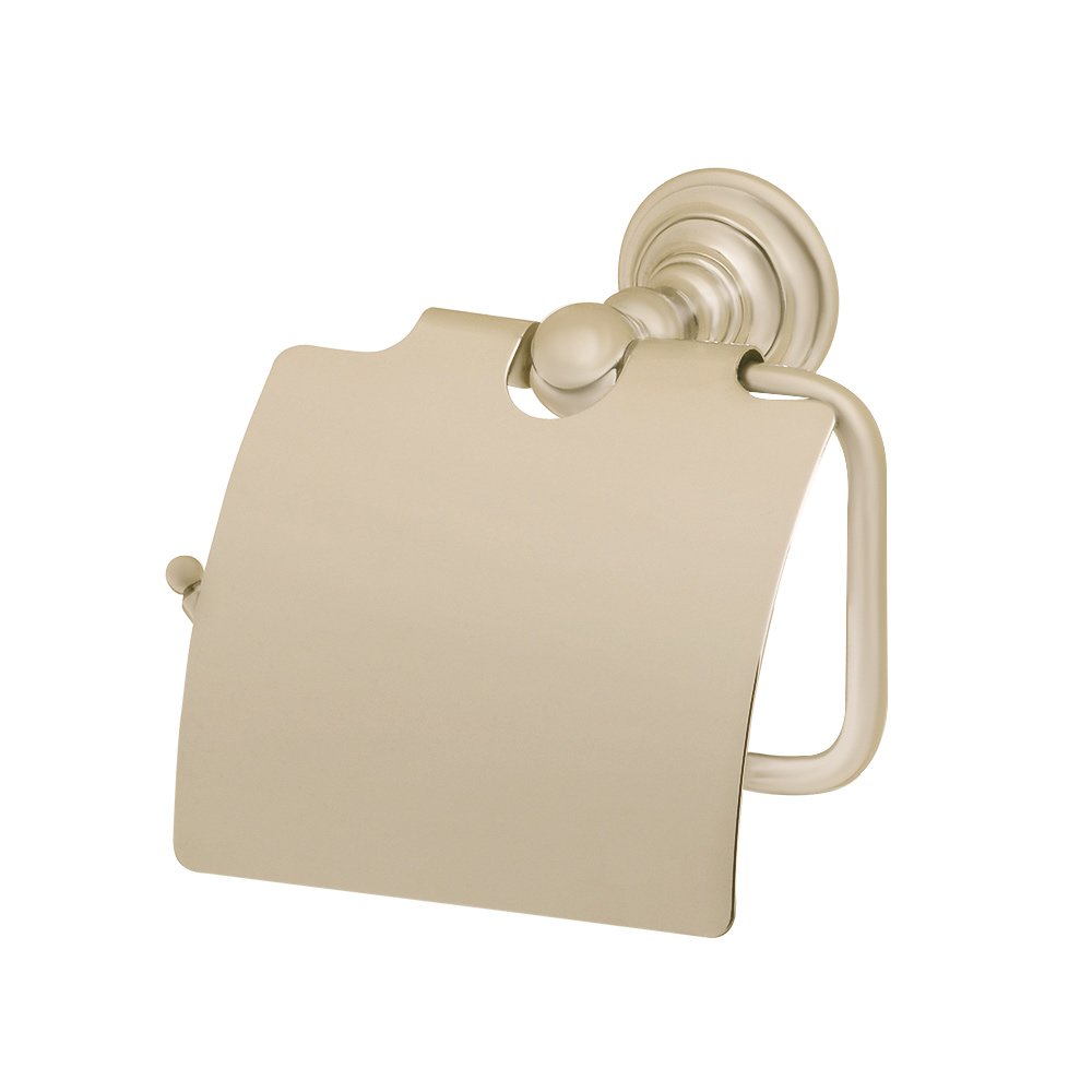 Toilet Paper Holder with Lid in Satin Nickel