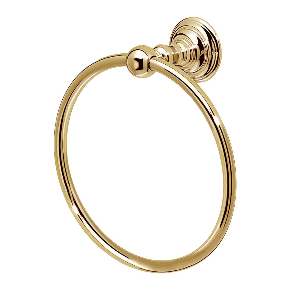 6" Small Towel Ring in Polished Brass
