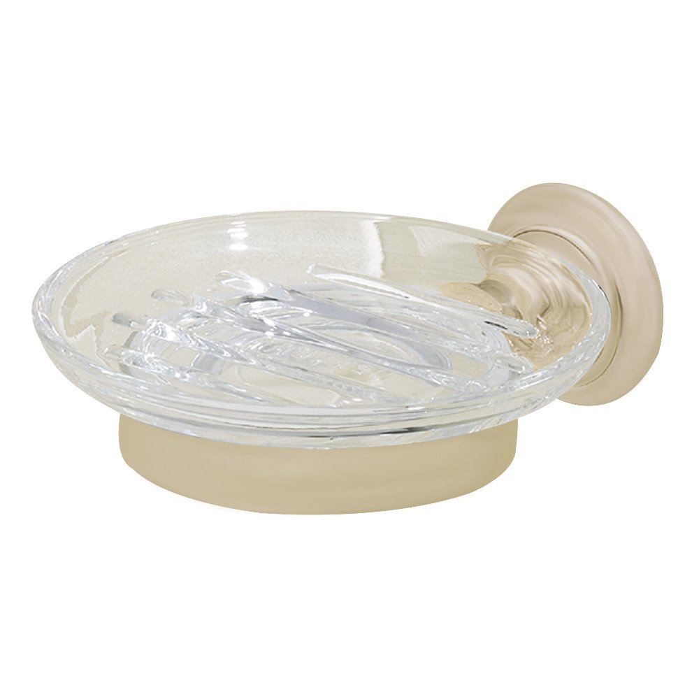 Clear Glass Soap Dish in Satin Nickel