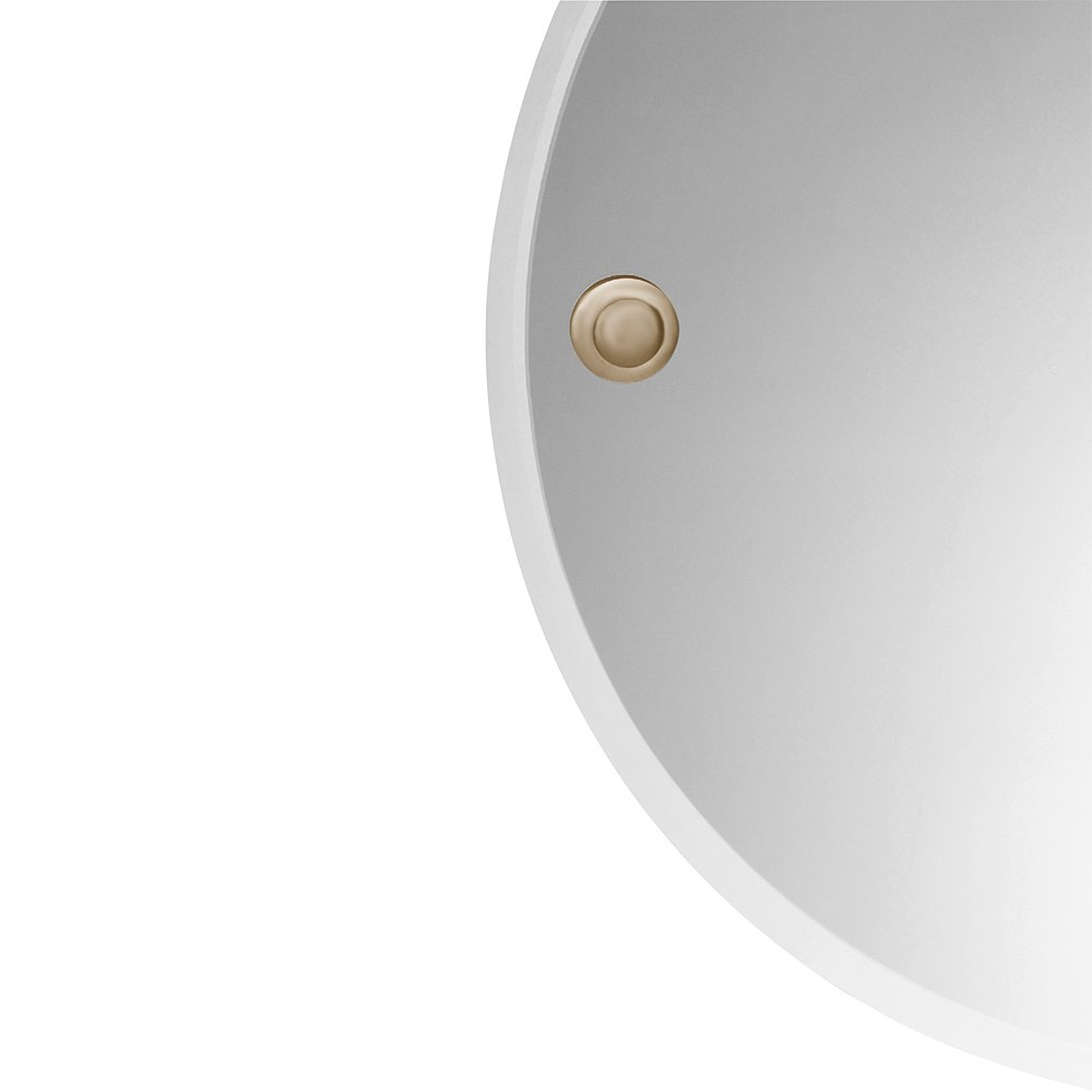 Round Mirror with Fixing Caps in Satin Nickel
