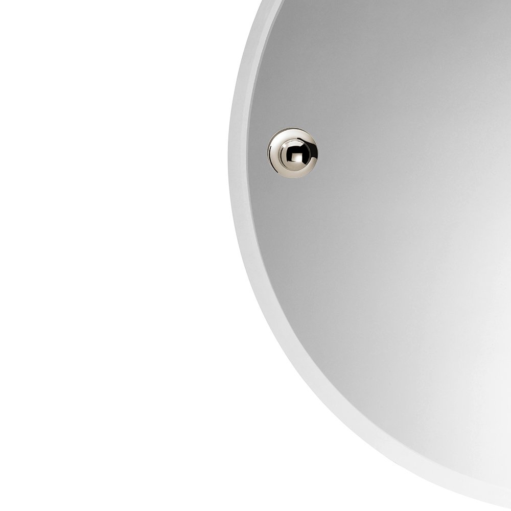 Round Mirror with Fixing Caps in Polished Nickel