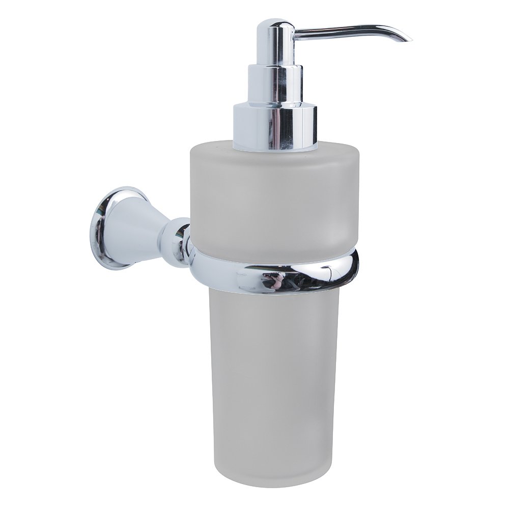 Frosted Glass Liquid Soap Dispenser in Chrome