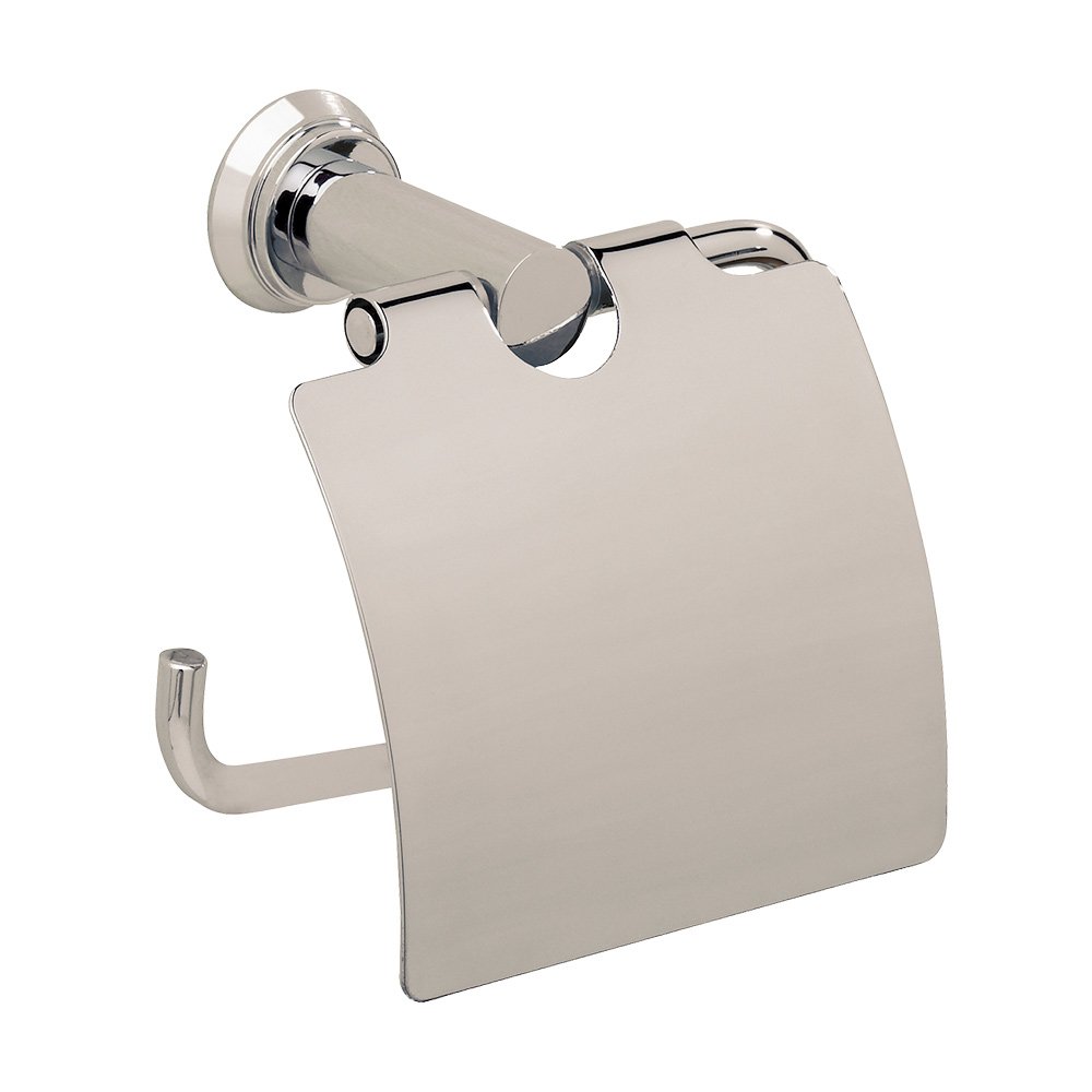 Toilet Paper Holder with Lid in Polished Nickel